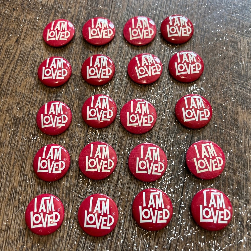 Vintage Helzberg Diamonds I Am Loved Red Pinback Button Lot of 20 Collectible